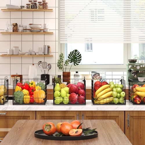 5 Pack XXL Stackable Wire Storage Basket, Extra Large Capacity Pantry Organizer and Storage, Muti-Purpose for Fruit Vegetable Basket & Toy Bin & Snack Organizer - Image 5