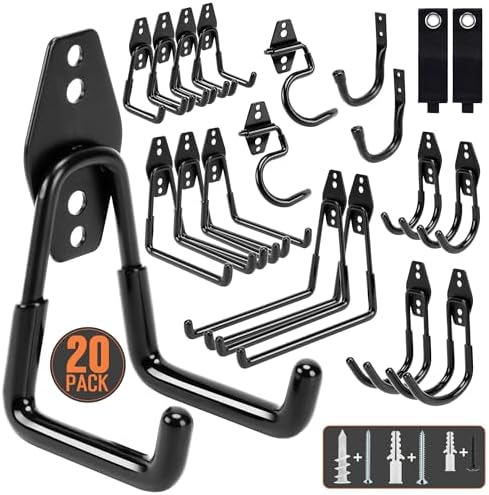 TONDA Garage Hooks, 20 Pack Wall Storage Hooks for Bike, Ladder and Tools by TONDA