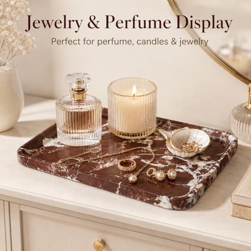 Purple Red Marble Vanity Tray for Jewelry 9.84in - Image 7