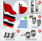 MAGTSMEI Baseball Cap Organizer for Wall, 1 Pack Hat Rack for Closet & Door, Vertical Hat Holder with Large Capacity, Space Saving Cap Display Rack, No Damage to Hat Brim (Black) - Image 3