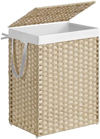 SONGMICS Laundry Hamper with Lid, 23.8 Gal (90 L) Synthetic Rattan,Foldable by Unknown