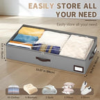 OIAHOMY 2 Pack Under Bed Storage with Handles, Underbed Container for Bedroom & Closet, Fits Beds Higher than 6", Under the Bed Storage for Seasonal Clothes, Blankets & Shoes - Grey - Image 3