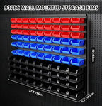 90Pcs Wall Mounted Storage Organizer Bins with Rack, Nuts, Bolts, and Hardware for Screws, Nails, Beads,Small Parts (Red, Blue, Black) - Shop,Garage Tool Storage Solution - Image 2