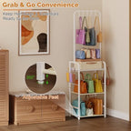 Tall Purse Organizer for Closet with 5 Purse Hanger & 6 Side Hooks, 4 Tier - Image 5