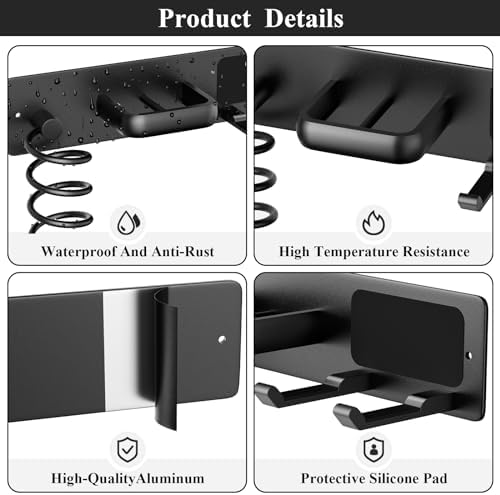 Tindbea Hair Dryer Holder Wall Mount Aluminum Alloy Hot Tools Organizer - Image 4