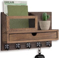 Key Holder for Wall with 5 Key Hooks and Storage Drawer by Lucundm