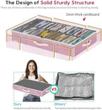 Onlyeasy Large Under Bed Shoe Organizer Container Box, Set of 2, Fit 16 to 32 Pairs of shoes, Underbed Shoes Closet Storage Solution, L37.7x W23.6x H5.9 inch, Cotton-like Pink, MXPUBS16P2 - Image 6