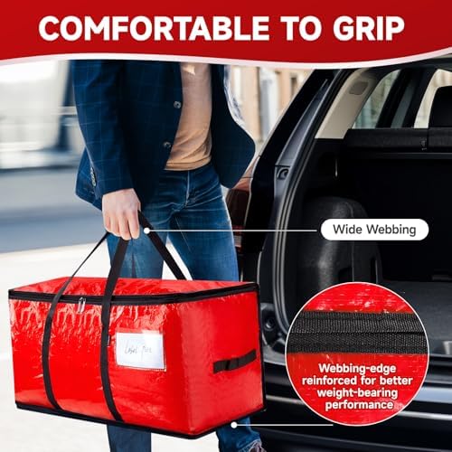 CONGREGATE Red Moving Bags Heavy Duty Extra Large CONGREGATE 8 Pack 97L Storage Totes Reinforced Handles Double Zipper Water Resistant For Dorm Moving Supplies - Image 3