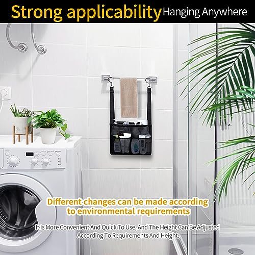 4 Storage Pockets Adjustable Hanging Mesh Bathroom Bag, Shower Caddy College with Hooks, Applied to College Dorm Rooms, Gym, Swimming and RV Travel (Black) - Image 6