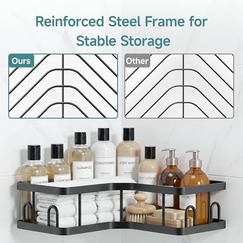 Veken Corner Shower Caddy 3-Pack, Advanced Rustproof Design&Stable Storage - Image 5