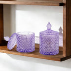 rejomiik 2 Pack Qtip Holder Apothecary Jars with Lid, Thick Glass, Purple - Image 6