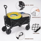 Elastic Mesh Cargo Net for Folding Wagon, Heavy Duty Stretch Storage Cover with 6 Hooks for Beach Cart, Garden Utility Trolley Accessories, 35.5 x 23.6 Inch Black - Image 5