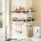 Amada Bathroom Shelves with Towel Bar, Set of 2, White - Image 6