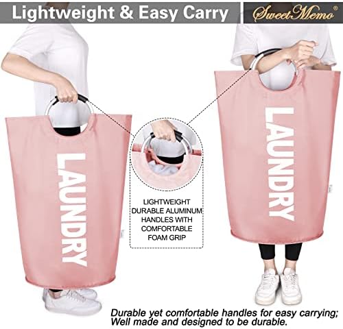 2-Pack Large Laundry Basket, Laundry Hamper Bag with Handles, 95L Pink - Image 5