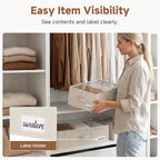 StorageWorks 5 Inch Low Profile Under Bed Storage Containers with Clear Lid | Reinforced Structure, Resists Sagging, Handles & Label Holder, Foldable Stackable Closet Storage for Clothes, Blankets, Toys - Image 3
