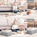 Fab totes Storage Bins 2-Pack, Foldable Storage Baskets for Organizing Toys, Books, Shelves, Closet, Large Storage Box with Rope Handles, Sturdy Organizer Bins, White & Grey - Image 6