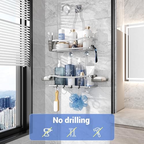 Hanging Shower Caddy Over Shower Head - No Drill Rustproof Shower Rack - Image 2