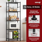 Sakugi Storage Shelves - 5 Tier Shelf Organizer, Heavy Duty Garage Shelving Unit with Leveling Feet, Stable Metal Shelves Organizer for Pantry, Kitchen and Closet, 18.4" W x 12.6" D x 57.4" H, Black - Image 5