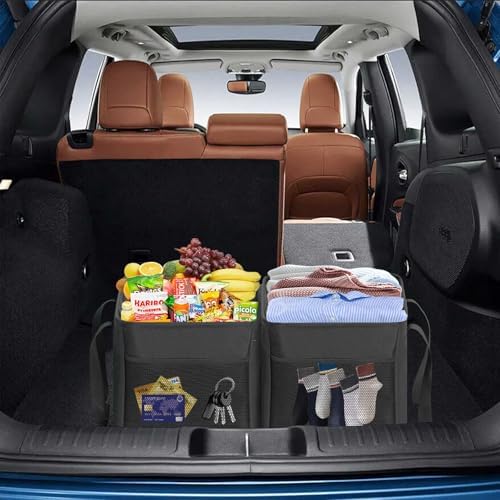 LHZK Standing Utility Tote Bag with Metal Wire Frame and the Sides Rinforced, Large Tote Bag with Handle, Reusable Grocery Bags Foldable, Beach Bag, Car Tote (Black, 18.5''x11.8''x11.5'') - Image 7