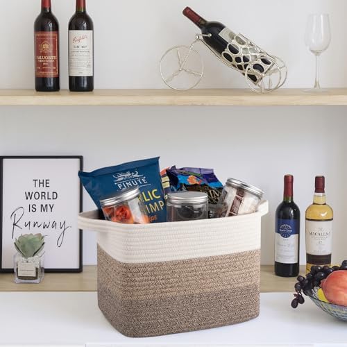 OIAHOMY Cotton Rope Storage Baskets for Organizing Dark Brown 3-Pack - Image 6
