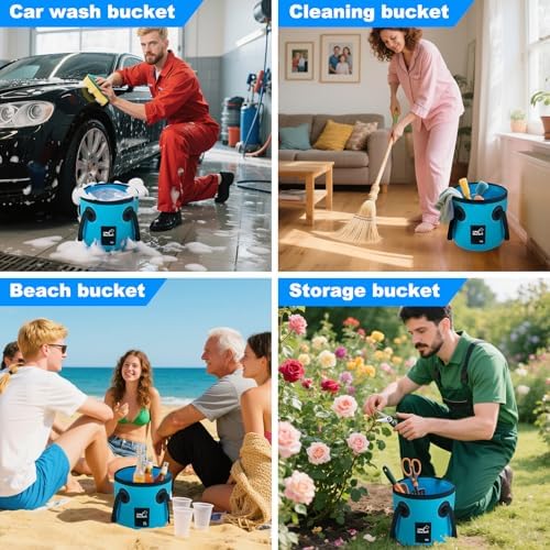 Car Wash Bucket 3.2 Gallon, Collapsible Bucket for Cleaning Supplies Car Wash Fishing, Plumbing Water Container Outdoor Camping Kids Sand Play Toy Organizer, Portable Laundry Wash Basin RV Essentials - Image 6