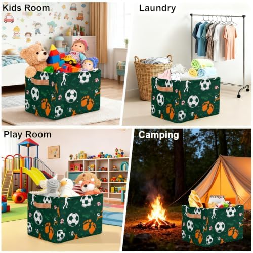 Soccer Storage Basket Toy Storage Bins Collapsible Cube Organizer - Image 5
