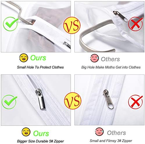 Garment Bags for Hanging Clothes (24''X48'' Set of 12) Suit Bags for Closet Storage Plastic Waterproof Suit Cover Bags with Zipper for Suit, Sweaters, Coat Protector Travel Closet Clothing - Image 3