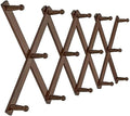 SKOLOO Hat Rack for Wall with 14 Hooks, Solid Wooden, Modern, Expandable Coat Rack Wall Mount for Coats, Hats, Bags, Baseball Caps, Walnut Color by SKOLOO