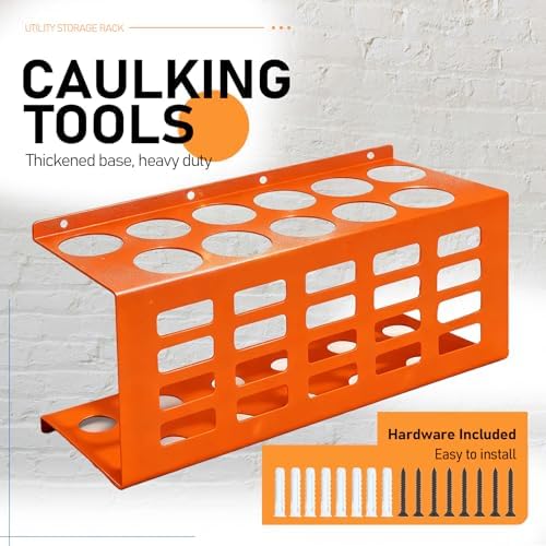 Metal Wall Mount Caulk Tube Holder Rack, Orange - Image 4