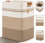 Laundry Hamper, Cotton Rope Laundry Basket with Leather Handles, 22.5-Gallon/85 L Large Clothes Hampers for Laundry, Woven Laundry Baskets for Blankets, Clothing, Bedroom, Living Room, Nursery by ARATECHOME