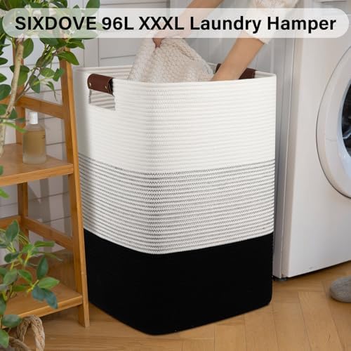 Laundry Hamper 96L Extra Large Laundry Basket, Woven Blanket Basket - Image 2