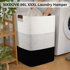 Laundry Hamper 96L Extra Large Laundry Basket, Woven Blanket Basket - Image 2