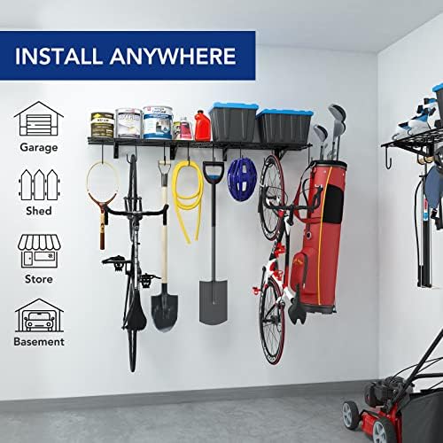 FLEXIMOUNTS 2-Pack 1x3 ft Garage Wall Shelving, Include 8 Bike Hooks, Black - Image 2
