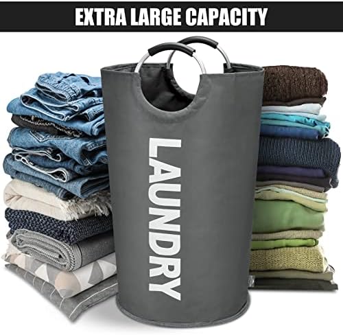DOKEHOM 125L X-Large Laundry Basket Bag, Collapsible Tall Hamper, Dark Grey - Image 5