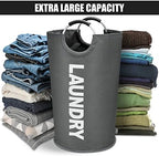 DOKEHOM 125L X-Large Laundry Basket Bag, Collapsible Tall Hamper, Dark Grey - Image 5
