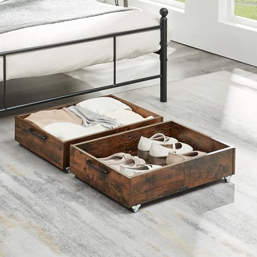 TIOPGHAD 2-Pack Under Bed Storage Drawers Organizer with Wheels, Brown by TIOPGHAD