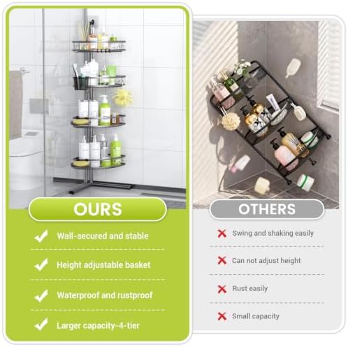 Standing Corner Shower Caddy - Rustproof Bathroom Shower Stand Shelf - Image 5