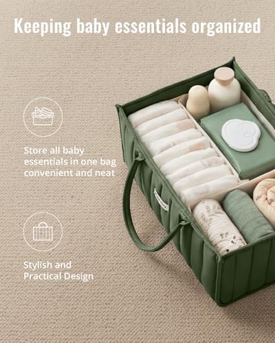 Blissful Diary Baby Diaper Caddy Organizer, Nursery Storage, Deep Green - Image 4