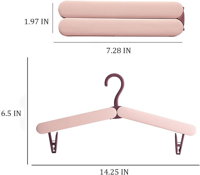 4 Pack Foldable Travel Hangers with Hidden Clips(Pink) - Image 2