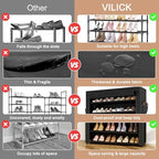 VILICK Shoe Rack with Cover Narrow Shoe Organizer with Pockets 10 Tier Tall Shoe Storage Holds 36-41 Pairs Shoes and Boots Shoe Rack for Closet Entryway Garage, Black - Image 5