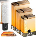 AirVault Vacuum Storage Bags for Travel & Home - Space Saver Compression Packing Bags Set for Clothes, Blankets & Seasonal Storage, Small (5), Medium (5), Large (5) (Orange,15-Pack Combo) by AirVault