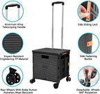 FELICON SELORSS Foldable Utility Cart Folding Portable Rolling Crate-Black - Image 2