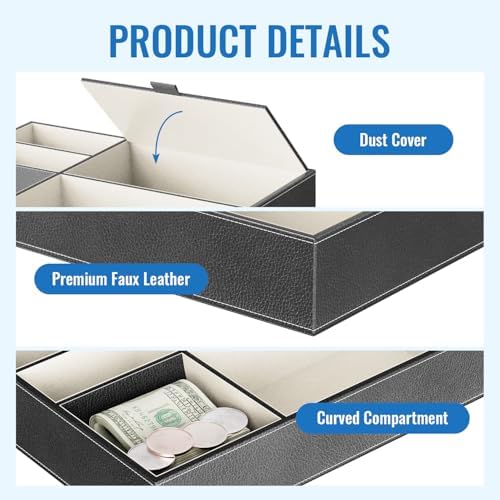 Baoyun Mens Valet Tray Organizer, Mens Jewelry Box, Nightstand Organizer - Image 3