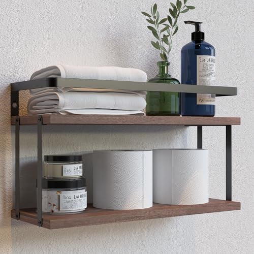 RICHER HOUSE Floating Shelves Bathroom, Wall Mounted Shelf Over Toilet by RicherHouse