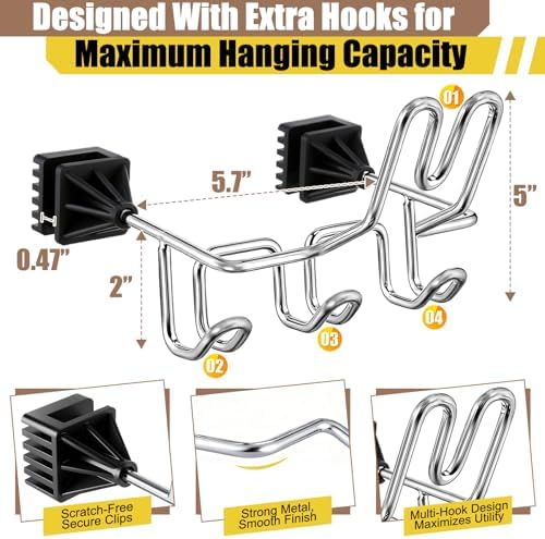 Hard Hat Holder for Truck Car Helmet Organizer, Triple Hooks, Silver, 1 Pcs - Image 3