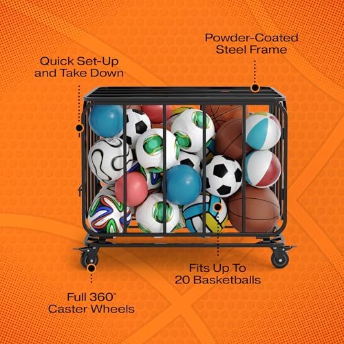 Ball Cart, Ball Storage, Basketball Cart, Volleyball, Large Metal Basket - Image 3