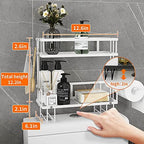 Godboat 2-Tier Over Toilet Storage Shelf, Wall-Mount with 2 Hook/Paper Rack - Image 2