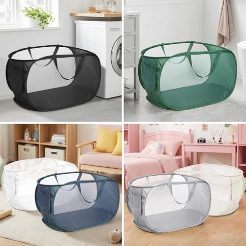 6 Pcs Durable Collapsible Laundry Baskets, Foldable Laundry Basket Large Opening, Pop Up Laundry Hamper with Pocket, Clothes Hamper with Handles for Laundry, Bathroom, Kids Room, Dorm or Trave - Image 7