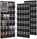 Over the Door Shoe Organizer with 30 Breathable Mesh Pockets (2PC-Black) by Unknown