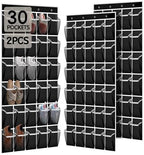 Over the Door Shoe Organizer with 30 Breathable Mesh Pockets (2PC-Black) by Unknown